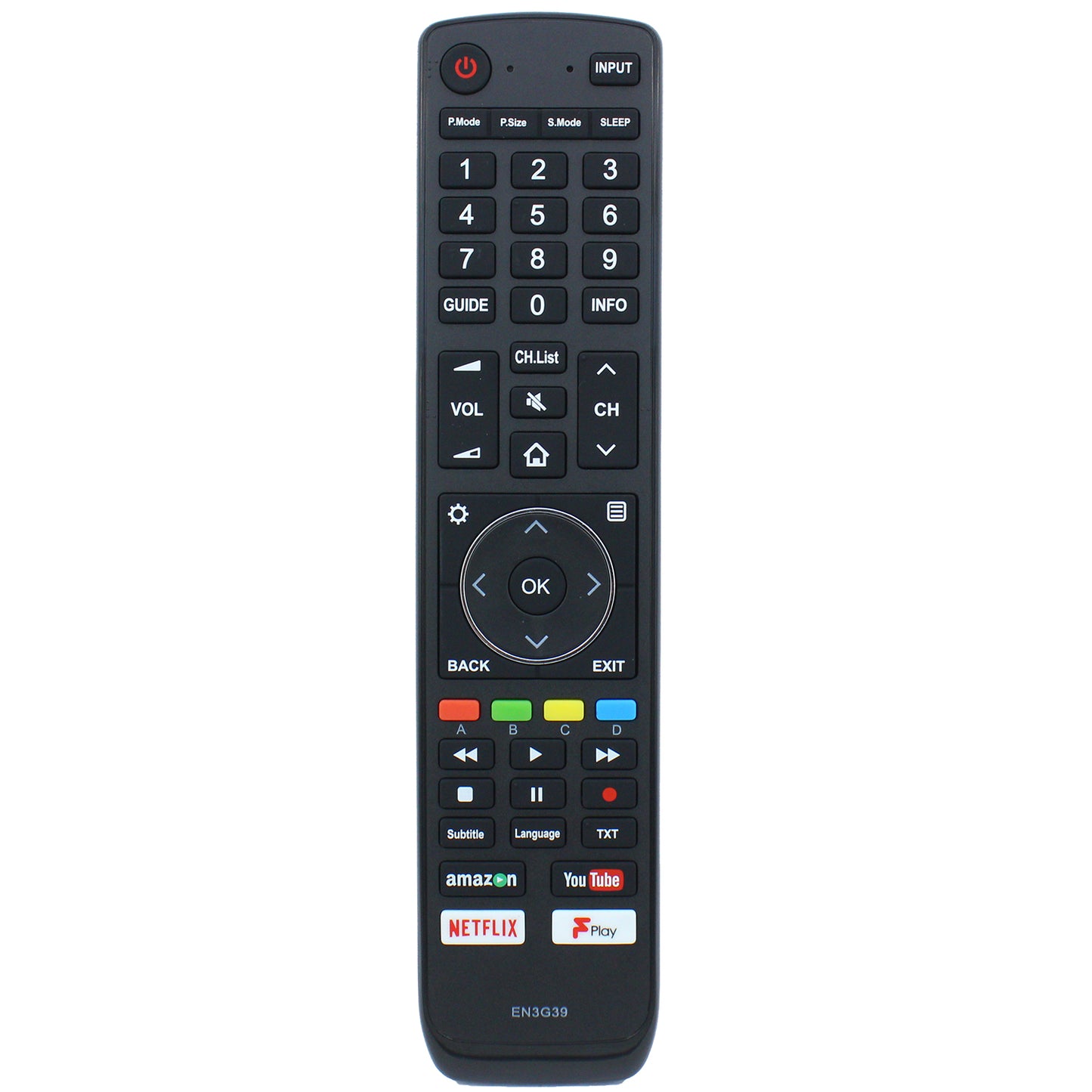 EN3G39 Remote Control Replacement for Hisense UHD 4K TV H43A6250UK H49N5500UK