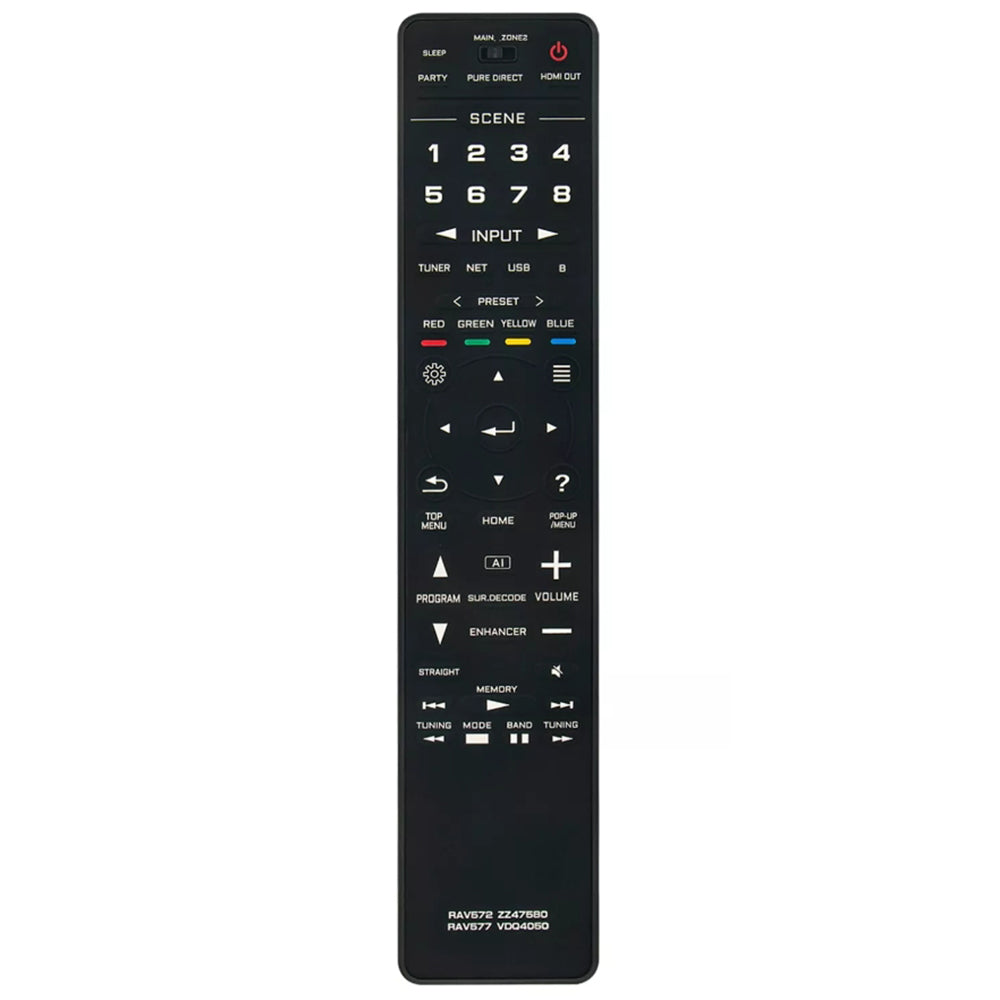 RAV572 ZZ47580 RAV577 VDQ4050 Remote Control Replacement for Yamaha AV Receiver